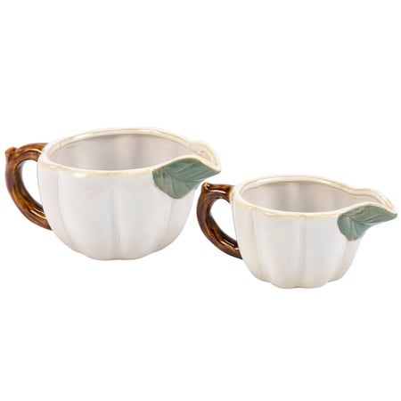 White Pumpkins Creamer Set - Stoneware