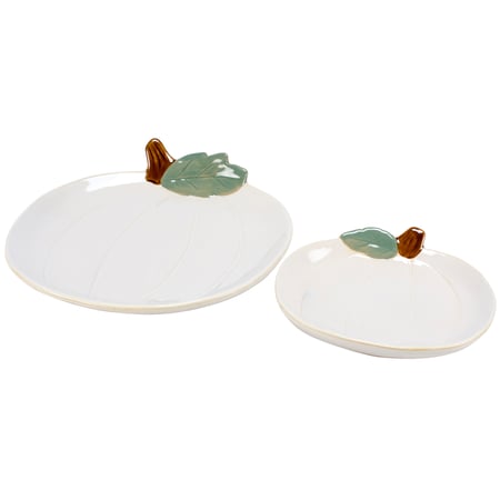 White Pumpkins Plate Set - Stoneware