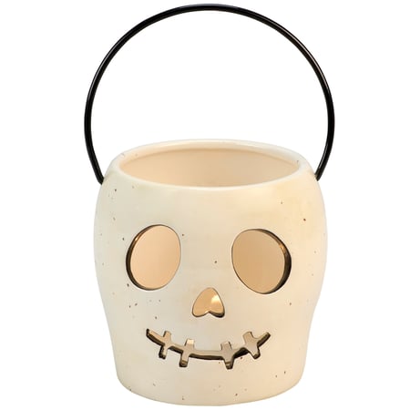 Skeleton Head Candle Holder - Stoneware