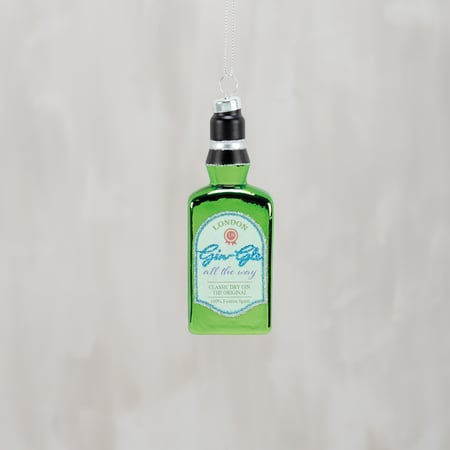 Glass Gin Bottle Ornament - Glass, Metal, Glitter