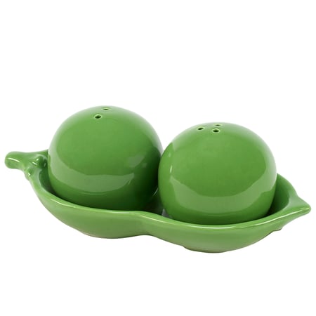 Two Peas In A Pod Salt And Pepper Shakers - Stoneware, Plastic
