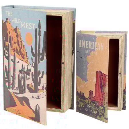 American West Book Box Set - Wood, Velvet, Faux Leather, Metal, Magnet