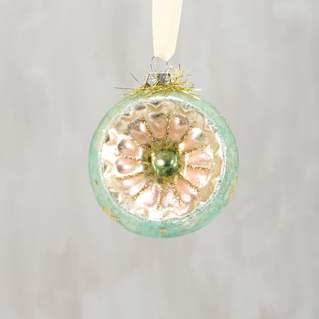Pastel Retro Glass Ornament - Glass, Metal, Tinsel, Glitter
