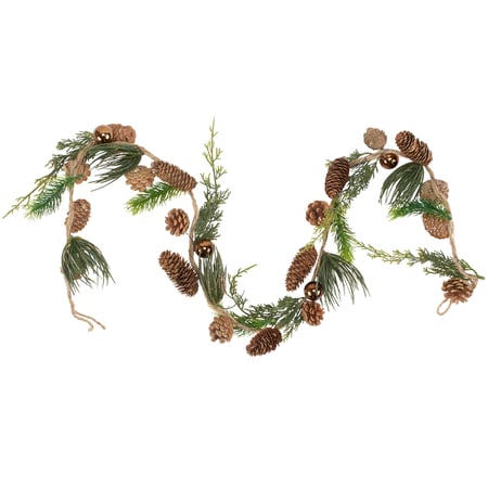 Pinecone Garland - Plastic, Pinecones, Jute, Glitter