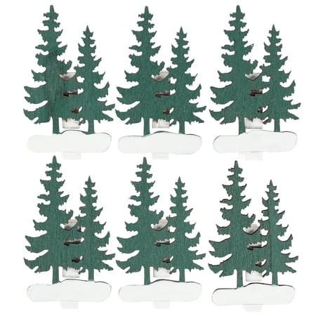 Pine Tree Place Card Holder Set - Wood, Metal