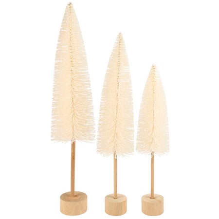 White Bottle Brush Tree Set - Plastic, Wood