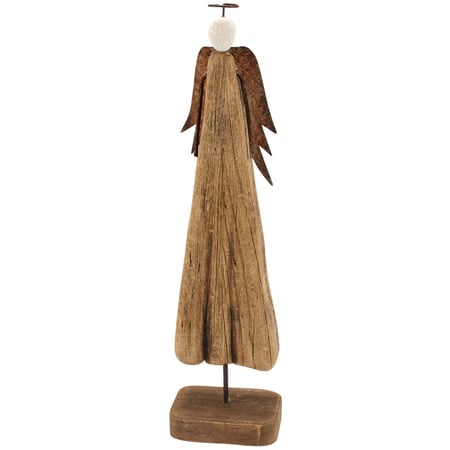 Angel Sitter Lg - Wood, Metal