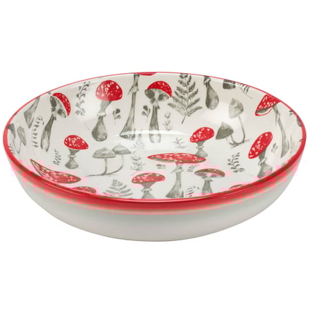 Red Mushroom Pasta Bowl - Stoneware