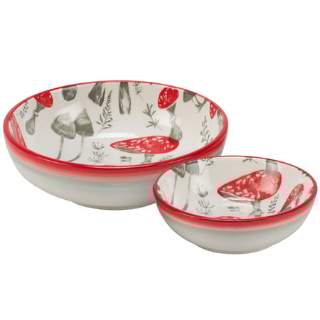 Red Mushroom Dipping Bowl Set - Stoneware