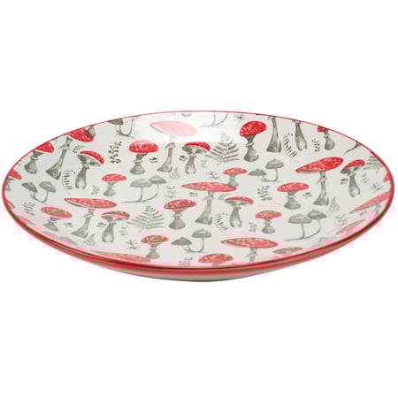 Red Mushroom Dinner Plate - Stoneware