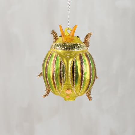 Glass Beetle Ornament - Glass, Glitter