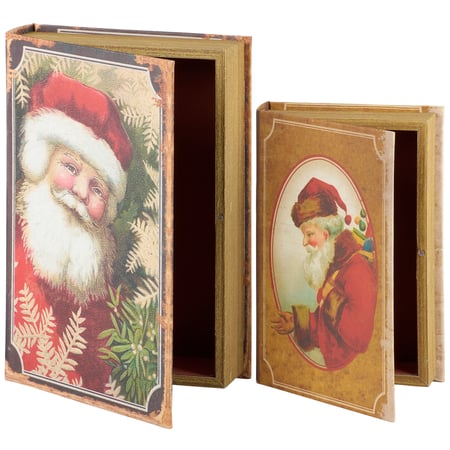 Naughty Or Nice Book Box Set - Wood, Canvas, Velvet, Metal, Magnet