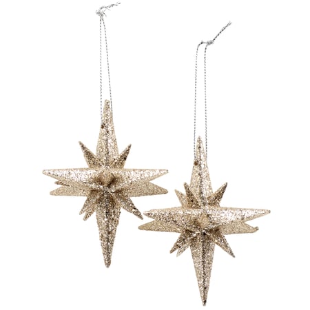 Starburst Ornament Set - Plastic, Glitter