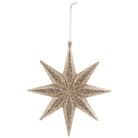 Christmas Star Ornament - Plastic, Glitter