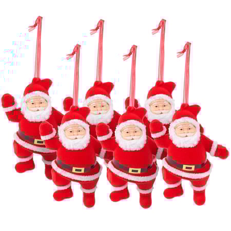 Mini Santas Ornament Set - Plastic, Flocking