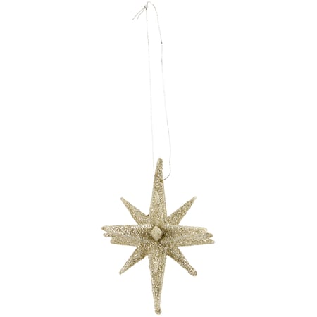 Champagne Star Ornament Sm - Plastic, Glitter