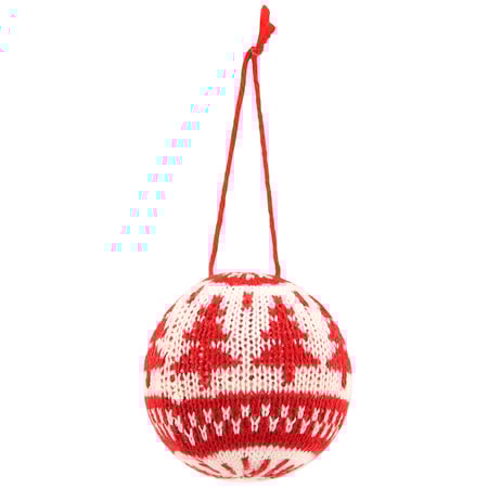 Knitted Nordic Ball Ornament - Wool, Foam