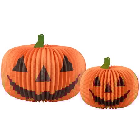 Jack O'Lantern Paper Decoration Set - Paper, Wire