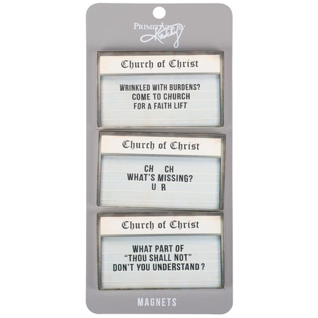 Church Signs Magnet Set - Wood, Metal, Magnet