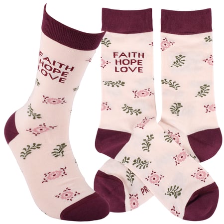 Faith Hope Love Socks - Cotton, Nylon, Spandex
