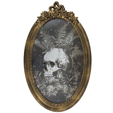 Dark Plant Skull Framed Wall Art - Wood, Paper, Plastic