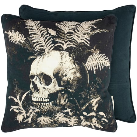 Dark Plant Skull Pillow - Cotton, Zipper