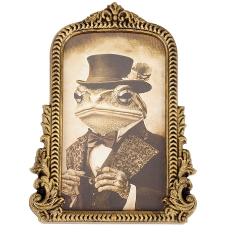Frog Gent Framed Wall Art - Wood, Paper