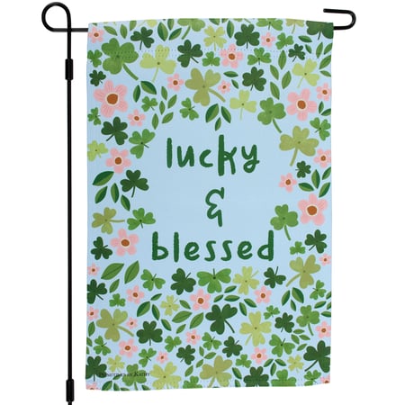 Lucky & Blessed Garden Flag - Polyester