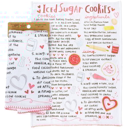 Heart Iced Sugar Cookies Kitchen Towel - Cotton, Terrycloth
