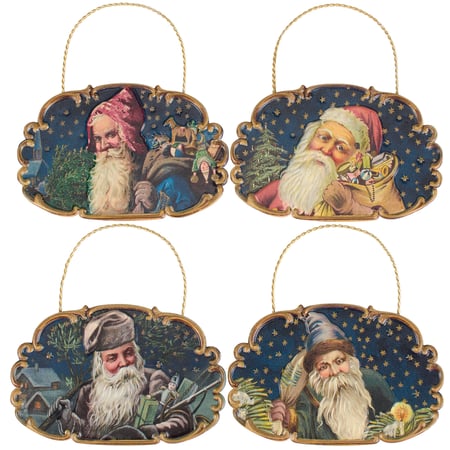Midnight Santas Ornament Set - Metal