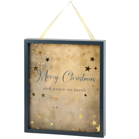 Merry Christmas & Peace Wall Decor - Wood, Paper, Ribbon