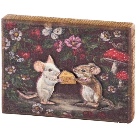 Mouse Love Block Sign - Wood
