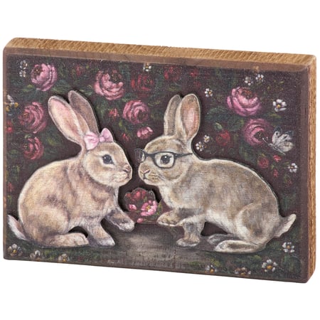 Bunny Love Block Sign - Wood