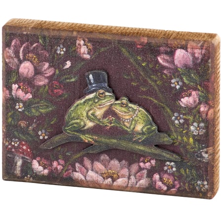 Frog Love Block Sign - Wood