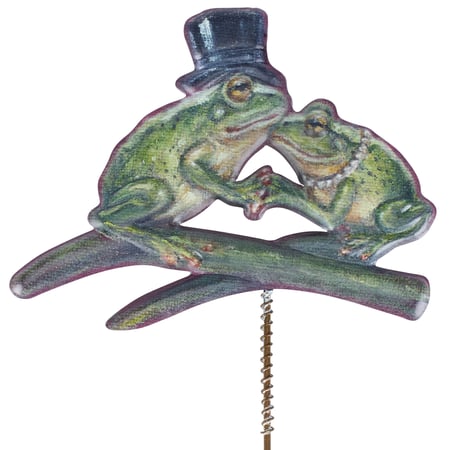 Frog Love Garden Pick - Metal