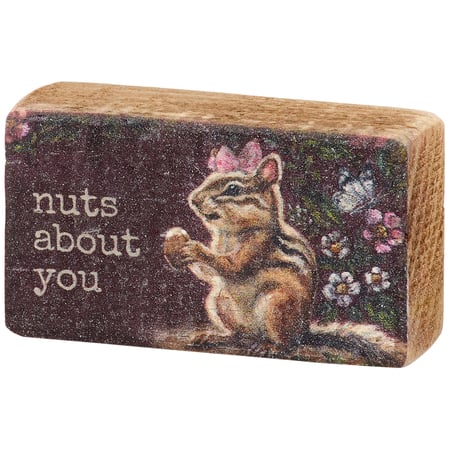 Nuts About You Block Sign - Wood