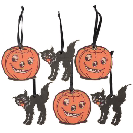 Halloween Mini Ornament Set - Wood, Paper, Ribbon