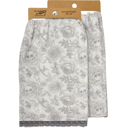 Rose Skull Flower Kitchen Towel - Cotton