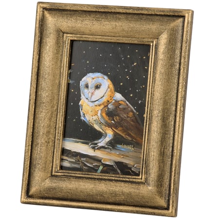 Night Barn Owl Framed Art - Wood, Paper, Metal