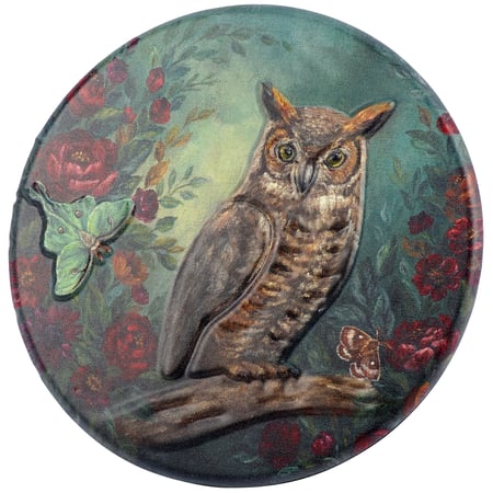 Great Horned Owl Metal Art Sitter - Metal