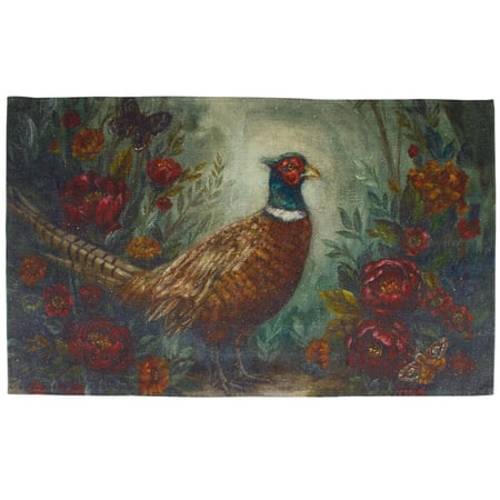 RingNecked Pheasant Rug - Cotton, Latex Skid-Resistant Backing