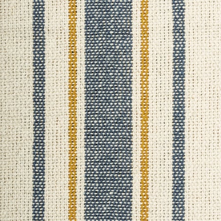 Blue & Gold 5 Stripe Cream Fabric - Cotton