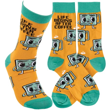 Life Begins After Coffee Socks - Cotton, Nylon, Spandex