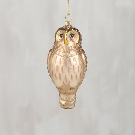 Glass Screech Owl Ornament - Glass, Metal, Glitter