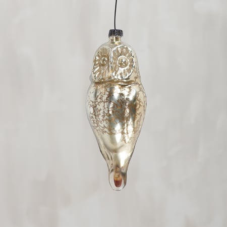 Glass Barn Owl Ornament - Glass, Metal