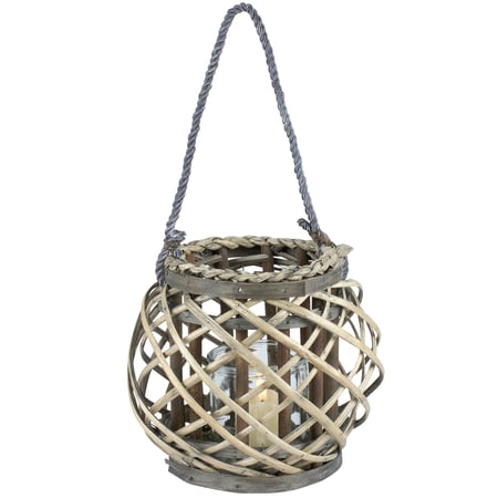 Light Wicker Lantern - Wicker, Glass, Wood, Metal, Rope