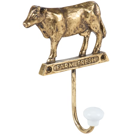 Farm Fresh Cow Wall Hook - Metal, Ceramic