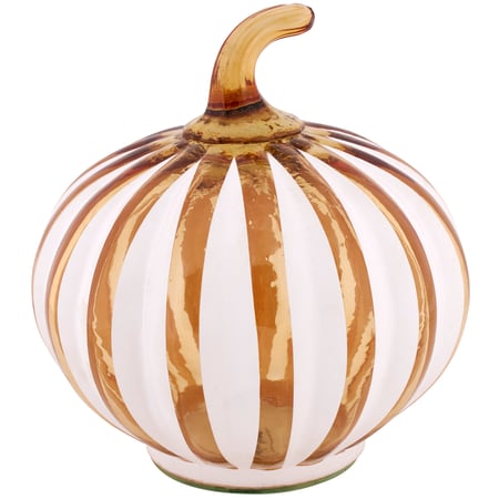 Glass Amber Stripe Pumpkin - Glass