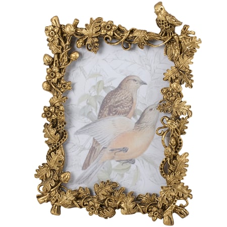 Bird Foliage Photo Frame - Metal, Glass, Wood