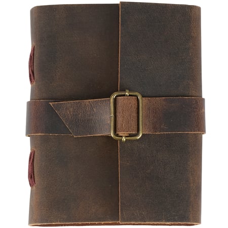 Leather Buckled Journal - Leather, Paper, Metal